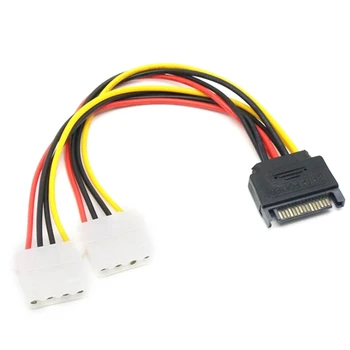 10PCS SATA 15-Pin Male To Dual 4-Pin Molex Female Y Splitter IDE kietojo disko galios keitiklio kabelis, 8Inch/20Cm