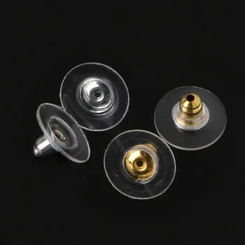 Plastikiniai auskarai nugarėlės kamščiai 50vnt Auksas Rodis Padengtas smeigtukų kabliukui auskarai, kamščiai, 