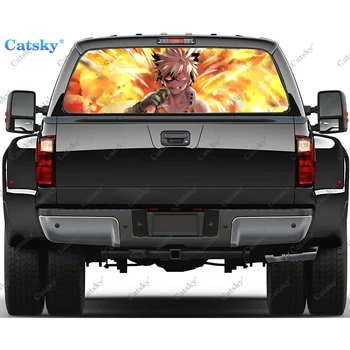 Katsuki Bakugou MHA galinio lango lipdukai sunkvežimiui, pikapo lango lipdukas, galinio lango atspalvio grafikas Perforuotas vinilo sunkvežimio lipdukas