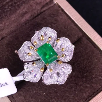 Lab Green Emerald Brangakmenio žiedai moterims Sužadėtuvių vestuvių pažado žiedas 925 svarų sterlingų sidabro moteriškų gėlių vakarėlio papuošalų dovana