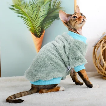 Naujas vėžlio kaklo katės megztinis Paltas Žieminiai šilti beplaukiai kačių drabužiai Minkšti pūkų megztiniai Megztiniai Meino meškėnų katės čihuahua naminių gyvūnėlių drabužiai