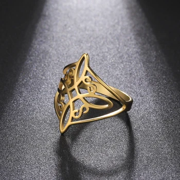 Raganų mazgas Keltų mazgas Nerūdijančio plieno žiedas moterims Aukso spalvos amuletas Sėkmės Mados vakarėlis Juvelyrikos dovana Nauja 2023 m didmeninė prekyba