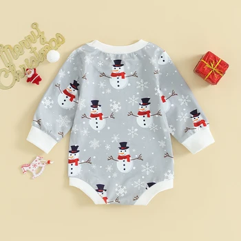 Infant Baby Girl Boy Kalėdinė apranga Ilgomis rankovėmis Crewneck Romper džemperis Smėlinukas Megztinis Megztiniai Kalėdiniai drabužiai