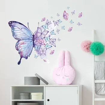 Violetinis drugelis Sienų lipdukai miegamojo svetainės dekoravimui Mergaičių kambario sienų lipdukai Dukros kambario tapetai PVC freskos