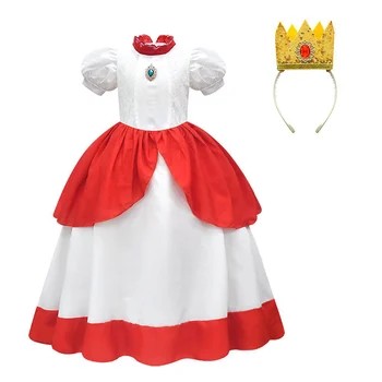 Anime princesė Persikas Cosplay kostiumas Vaikai Mergaitės suknelė Karūna Fantasia Helovinas Karnavalas Užmaskuoti vaidmenų žaidimo užmaskuoti drabužiai