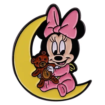 D2047 Mickey Minnie Mouse Emalio smeigtukas Juokingos sagės animacinių filmukų ženklelis krepšiams Džinsai Džinsinis atlapas Smeigtukas Papuošalai Vaikams Geriausia dovana