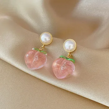 S925 Sidabras Aukštos kokybės perlų medaus persikų auskarai Moteriška mada Temperamentas Mažumos dizainas Auskarai Auskarai Papuošalai Auskarai