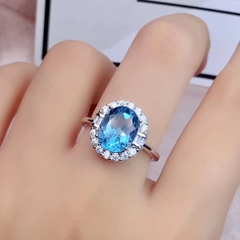 poros žiedas natūralus topazo brangakmenis Žiedas tikras 925 svarų sterlingų sidabrinis žiedas Valentino geros mėlynos spalvos perlas jubiliejaus dovana gimimo akmuo