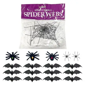 Voratinklis Helovinas Baisūs rekvizitai sodo kiemui išdaigos Helovino dekoracijos su netikrais vorais ir šikšnosparniais baro namų tematikai
