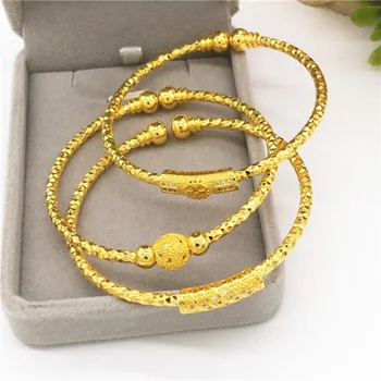 Fashion Copper Plated Vietnam Sand Gold Opening Bracelet Women's Imitation Gold Diamond Transfer Beads Jewelry