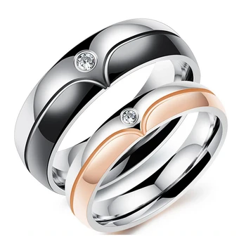 Madingi vestuviniai žiedai vyrams/moterims CZ poros žiedas 316l nerūdijančio plieno sužadėtuvių papuošalai