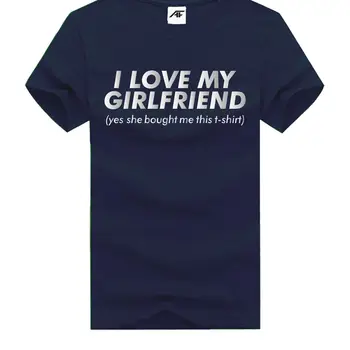 Mens Boys I Love My Girlfriend Printed T Shirt Novelty Short Sleeve Top Trišakiai