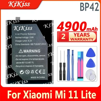 KiKiss baterija BP42 4900mAh skirta Xiaomi Mi 11 Lite Mi11 Lite 11Lite didelės talpos Bateria