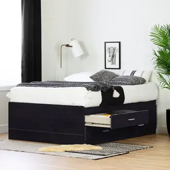 South Shore Cosmos Captain 4-Drawer Storage Bed, Full, Black Onyx