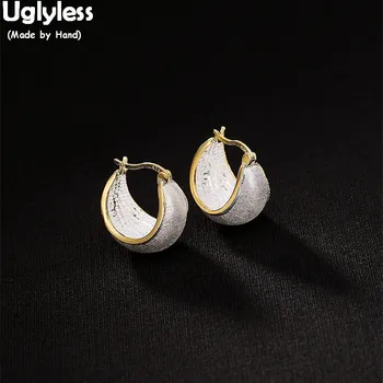Uglyless Real Solid 925 Silver Ear Hoops Women New Design Fine Jewelry Luxury Gold Plated Fashion Dress Auskarai Anti Allergy