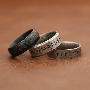 Vintažinis 316L nerūdijančio plieno vikingų runų žiedas vyrams moterims Mada paprasta Odino raidė Pora Žiedai Vestuviniai papuošalai didmeninė prekyba
