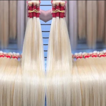 Extensiones De Cabello Natural Humano Blonde plaukų priauginimas moterims Neapdorotas pynimas Žmogaus plaukų priauginimas Natūralus Loiro Originalas