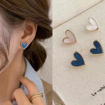 2023 Nauji mieli saldžios širdies auskarai moterims Mergaitės žavesys Mėlyna emalio meilė Širdies auskarai Estetinio dizaino papuošalų vakarėlio dovana