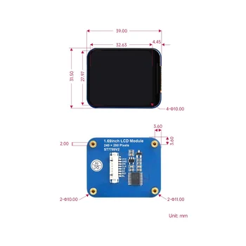 skirta Raspberry Pi 1,69 colio IPS ekrano spalvotas LCD 240 x 280 raiškos SPI sąsaja 262K spalvotas ekranas, skirtas Arduino STM32