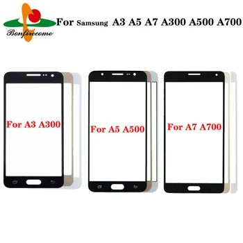 10Pcs\lot Nauja Samsung Galaxy A3 A5 A7 2015 A300 A500 A700 Lietimui jautrus išorinis stiklas LCD priekinio jutiklinio ekrano stiklo jutiklio keitimas