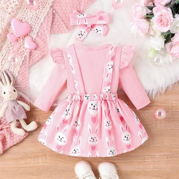 Baby Girl Drabužiai naujagimis trumpomis rankovėmis Ruffle Romper Top Kūdikių sijonų komplektas Mažos mergaitės bendras suknelės komplektas