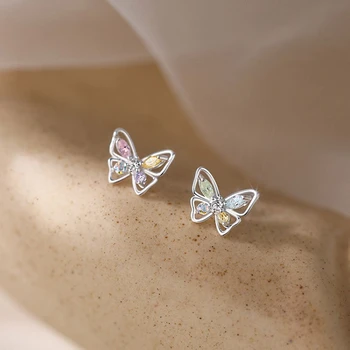 Fashion dream mieli drugelio auskarai mergina saldūs auskarai aukščiausios klasės rožinė mėlyna mažas drugelis stebuklingo temperamento auskarai dovana
