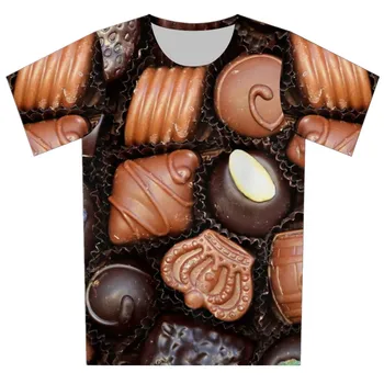 Joyonly 2022 Vaikams 3d marškinėliai Pica Siut tabletės Maisto šokoladas Mėsainis Spausdinti marškinėliai Berniukai Mergaitės Vasaros šaunūs drabužiai