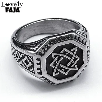 Vikingų raganos keltų mazgo amuleto žiedas vyrams Nerūdijančio plieno sidabro spalvos apsaugos žiedai Papuošalų dovana nudo de bruja RRR422S03