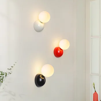 sieninis šviestuvas kreminio stiliaus miegamasis naktinis mažas sieninis šviestuvas laiptai prieškambario sieniniai šviestuvai minimalistinis modernus spalvotas rutulinis sieninis šviestuvas