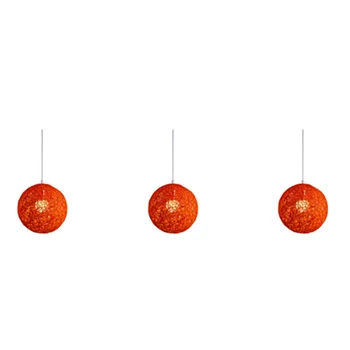 3X Oranžinis bambukas, rotango ir rutulio šviestuvas Individualus kūrybiškumas Sferinis rotango lizdas Šviestuvo gaubtas