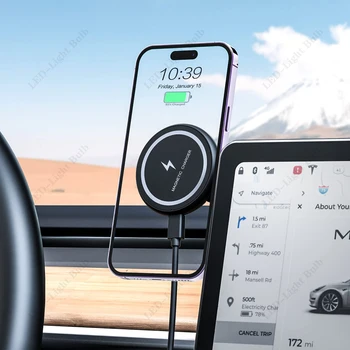 Magsafe automobilinis įkroviklis, skirtas Tesla modeliui 3/X/Y/S su magnetiniu belaidžiu automobiliniu įkrovikliu Mount 15W greitasis įkrovimas, skirtas iPhone 14/13/12