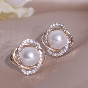 Nauja mada Korėjietiška perlų imitacija Auskaras moterims Merginos Vestuvių nuotakos auskarai Pareiškimas Madingi papuošalų aksesuarai