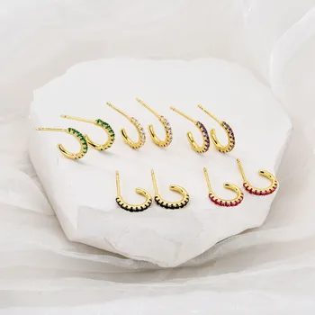 Nauji auskarai moteriškiems 18k Paauksuoti spalvingi krištolo cirkono formos auskarai Populiari mados papuošalų poros dovana