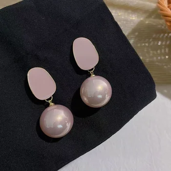 2023 Nauji dideli smulkios elegancijos perlų pakabos auskarai moterims Tendencija Prancūziško stiliaus rožinė spalva Paprasti perlų auskarai Papuošalų dovana
