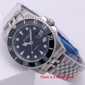 Bliger 40mm automatinis mechaninis vyriškas laikrodis verslo safyro kristalas GMT laikrodis Šviečiantis vandeniui atsparus kalendorius Rankinis laikrodis Vyrai