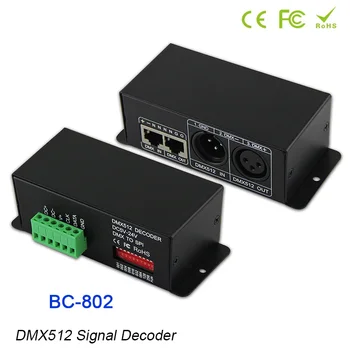 BC-802 5V 12V 24V DMX512 TTL signalo dekoderis LPD6803/LPD8806/WS2801/SK6812/TM1814 IC pikselių šviesos LED valdiklis DMX keitiklis