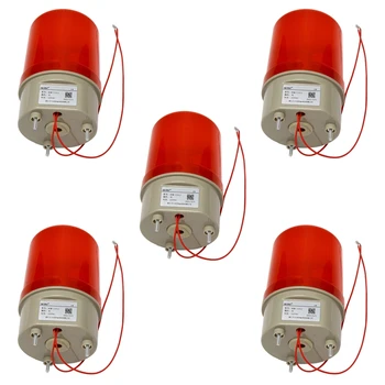 5X Pramoninė mirksinčio garso aliarmo lemputė, BEM-1101J 220V Raudona LED įspėjamųjų žibintų sistema Besisukanti šviesa
