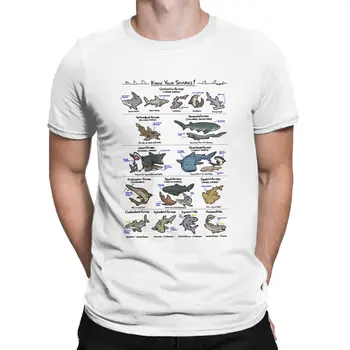 Iliustruotas ryklių vadovas jūrų biologijos dovana Marškinėliai vyrams Medvilnės humoro ugdymas Marškinėliai žuvis vandenynas Rankovių viršūnės Didelis dydis