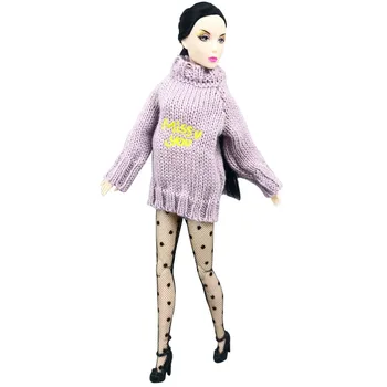 Winter Purple Miss You megztinis Barbės lėlės aprangai Megztiniai ilgomis rankovėmis Viršutiniai drabužiai 1/6 BJD lėlių aksesuarų žaislas