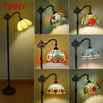 TINNY Tiffany grindų lempa Amerikos retro svetainės miegamojo lempa šalies vitražinė grindų lempa