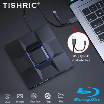 TISHRIC USB3.0 Išorinis CD DVD skaitytuvas CD grotuvas DVD įrašymo įrenginys 