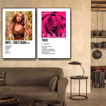 Retro dainininkė Britney Spears Plakatas Kraft Club Bar Popierius Senovinis plakatas Sienų meno tapyba Miegamojo studija Dideli Szie lipdukai