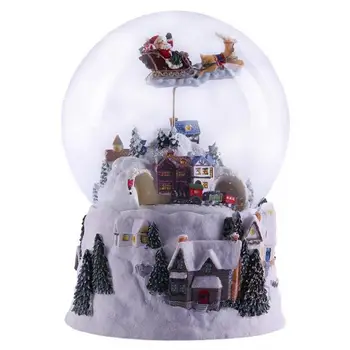 Music Box Crystal Ball Sniego gaublys Rotaable Light Train Besisukantis Kalėdų eglutės amatai Pagrindinis darbastalio dekoras Merginos dovanos