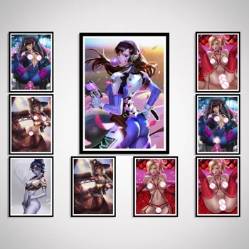 DVA seksuali nuoga mergina našlė Mercy Kawaii animacinis anime žaidimas Menas-Plakatas Dekoravimas Sienų dekoras Paveikslėlių atspaudai Pagrindinis Šilkas