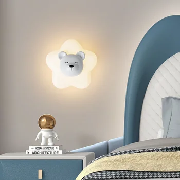 Modernus LED sieninis šviestuvas Minimalistinė žvaigždė Mėnulio lokys Zuikio šviesa miegamajame Lova Studijų kambarys Svetainė Prieškambaris Vaikų darželio interjeras Sconce