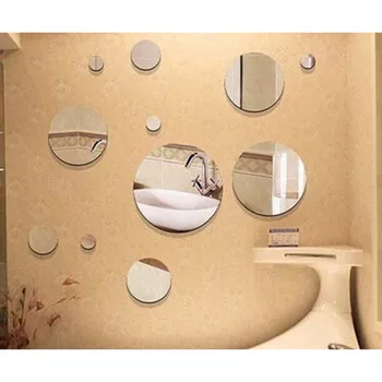 Nuimamas akrilinis veidrodis Paviršiaus sienų lipdukas Namų dekoro plakatas Miegamojo vonios kambario dekoravimo menas Freska sidabriniai apvalūs sienų lipdukai