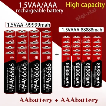 Nauja 1.5V AA didelės talpos 99999 MAh + 1.5V AA88888 MAh šarminė 1.5V laikrodžio žaislinė kamera Baterija įkraunama baterija