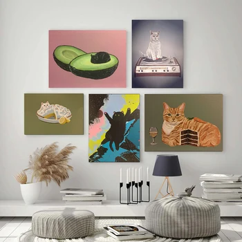 Pritaikomas animacinis filmas Miela katė Šiuolaikinis plakatas Juokingas gyvūnų spausdinamas Tapyba Sieninis paveikslas Svetainė Vonios kambarys Pagrindinis