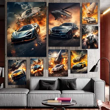 Drobės tapyba Dekoravimas Namų dekoracijos Karo plakatai sienų dekoravimui Greitas sportinis automobilis BMW M4 Interjero paveikslai Kambarys Dekoratyvinis