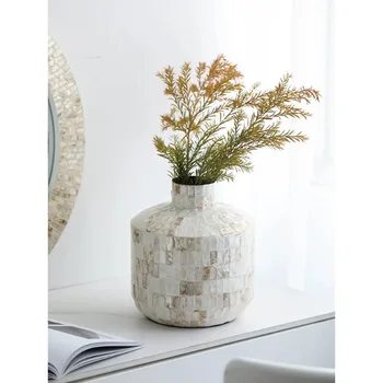 Šiaurės šalių prabangos importuotos rankų darbo spalvingos kriauklės vazos dekoratyvinės darbastalio kūrybinės gėlės namų svetainė gėlių kompozicija